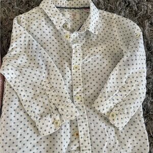 Zara Kids White and Blue Patterned Button Down Shirt